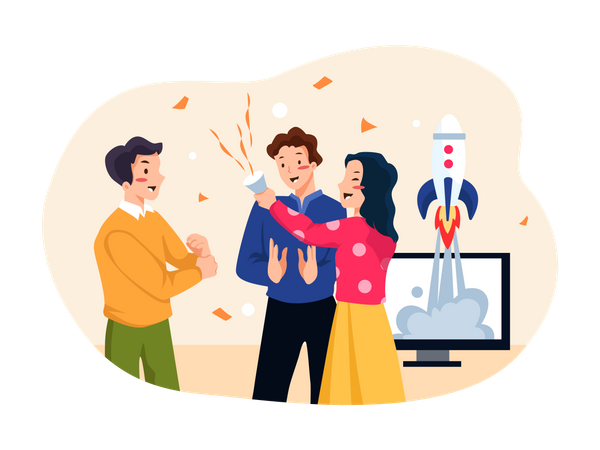 Business People Celebrating startup launch  Illustration