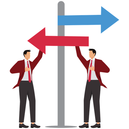 Business people changing business direction  Illustration