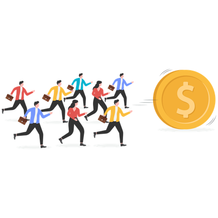 Business people chasing money  Illustration