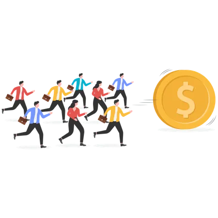 Business people chasing money  Illustration