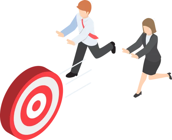 Business people chasing the target Illustration