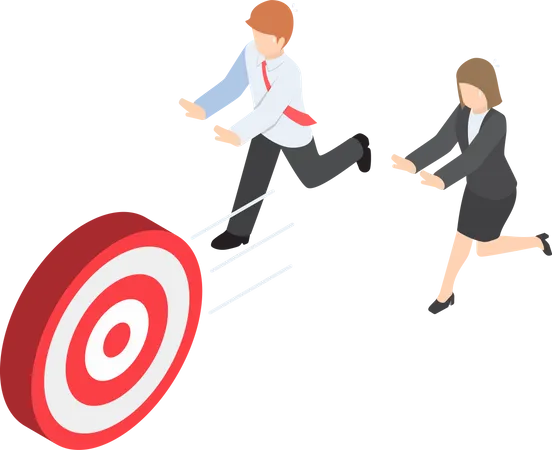 Business people chasing the target  Illustration