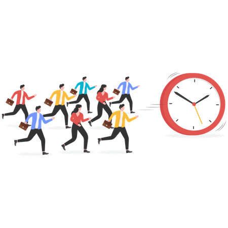 Business people chasing time  Illustration