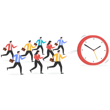 Business people chasing time  Illustration