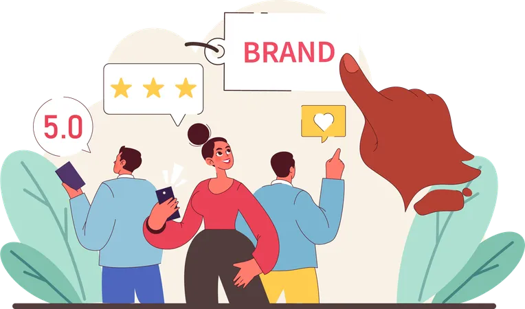 Business people checking brand review  Illustration