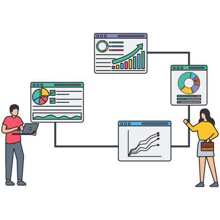 Business people checking market report  Illustration