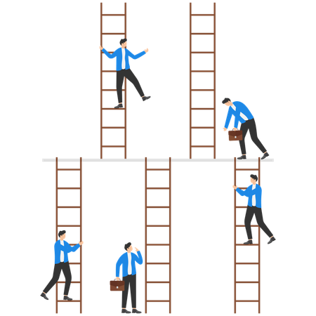 Business people climbing career ladders  Illustration
