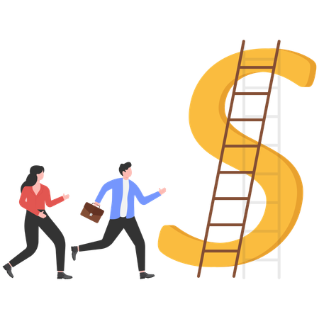 Business people climbing financial stairs  Illustration