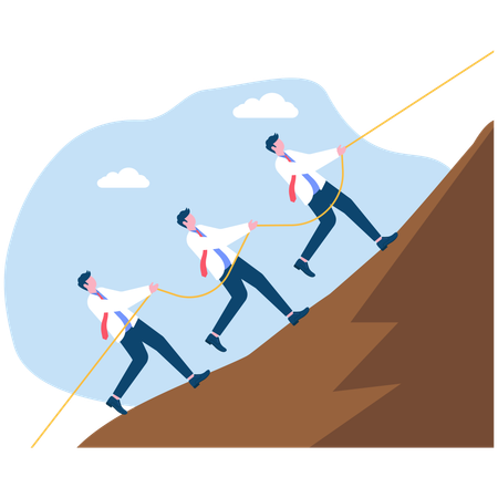 Business people climbing mountain  Illustration