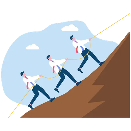 Business people climbing mountain  Illustration