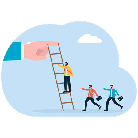 Business people climbing stair to achieve target  Illustration