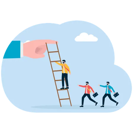 Business people climbing stair to achieve target  Illustration