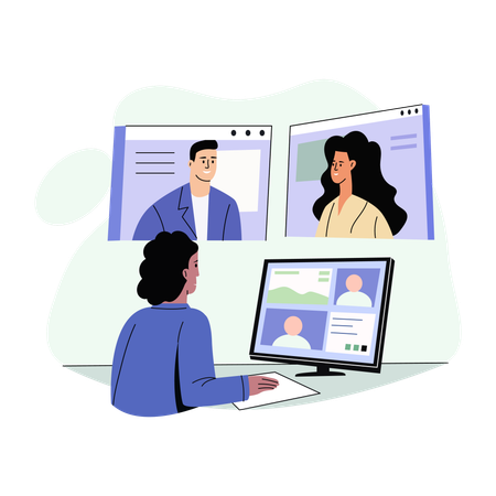 Business people Collaborating online  Illustration