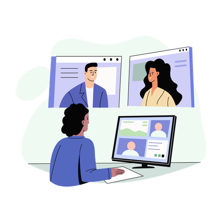 Business people Collaborating online  Illustration