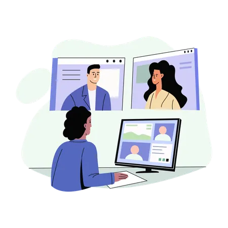 Business people Collaborating online  Illustration