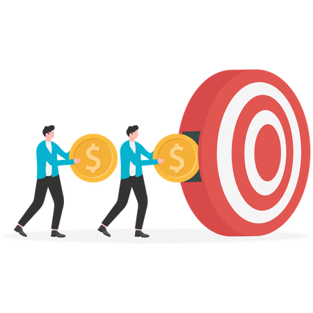 Business people collecting gold coins  Illustration