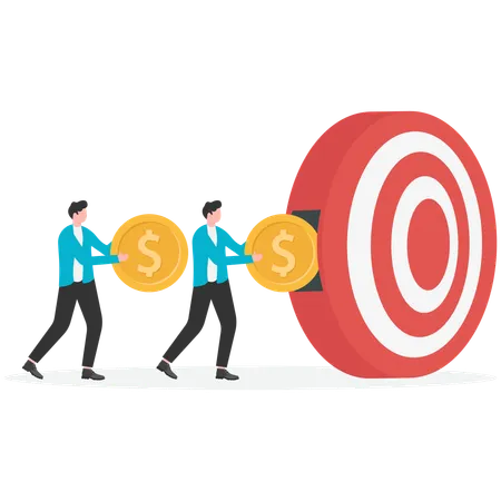 Business people collecting gold coins  Illustration