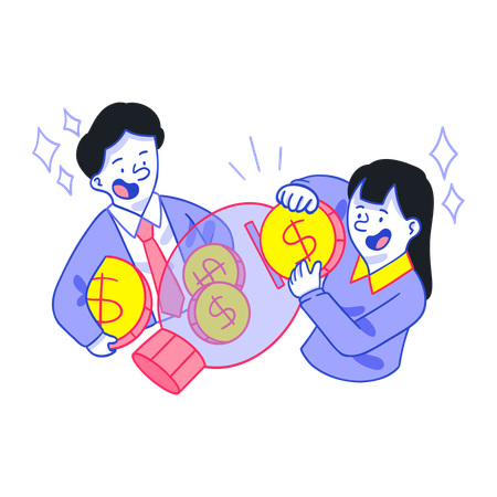 Business people collecting money for Crowdfunding  Illustration