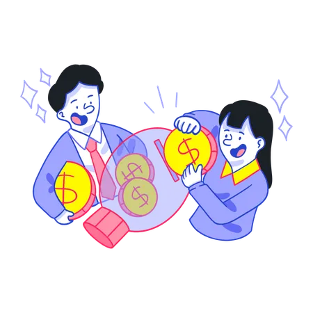 Business people collecting money for Crowdfunding  Illustration