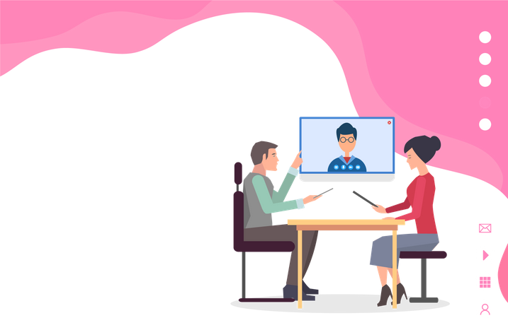 Business people communicate by video call  Illustration