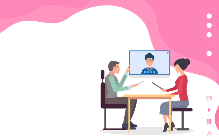 Business people communicate by video call  Illustration