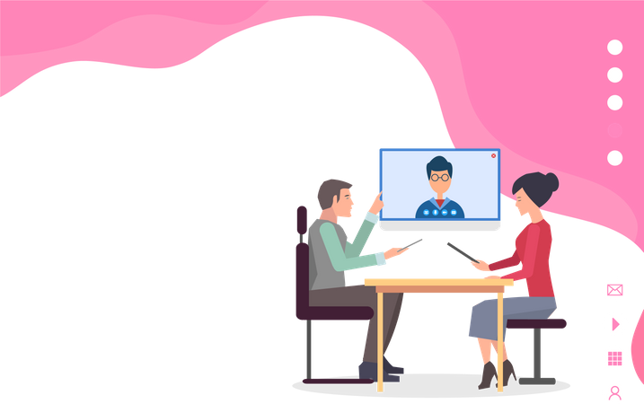 Business people communicate by video call  Illustration