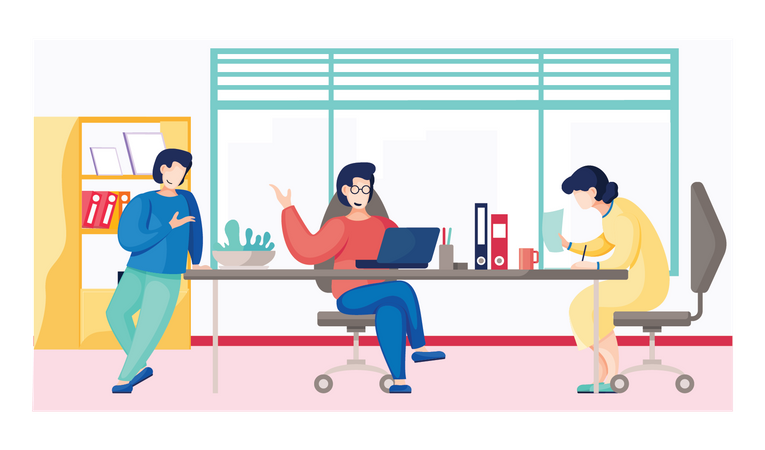 Business People Communicate in office  Illustration