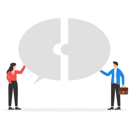 Business people communicate with speech bubbles  Illustration