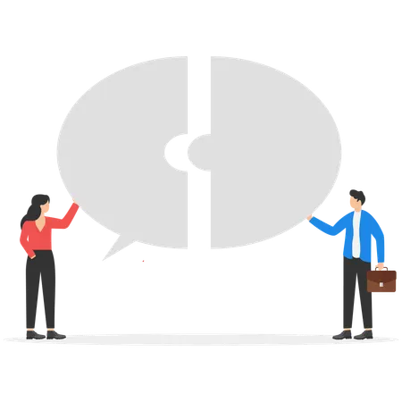 Business People Communicate With Speech Bubbles Concept Business Vector Illustration