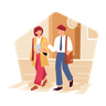 couple commuting to office illustration svg