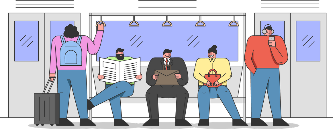 Business people commuting via metro  Illustration