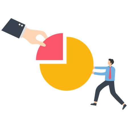 Business people complete the pie chart  Illustration