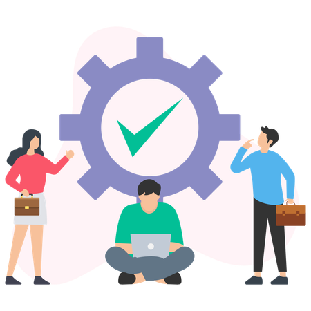 Business people completing task managing project successfully  Illustration