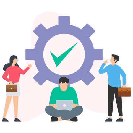 Business people completing task managing project successfully  Illustration