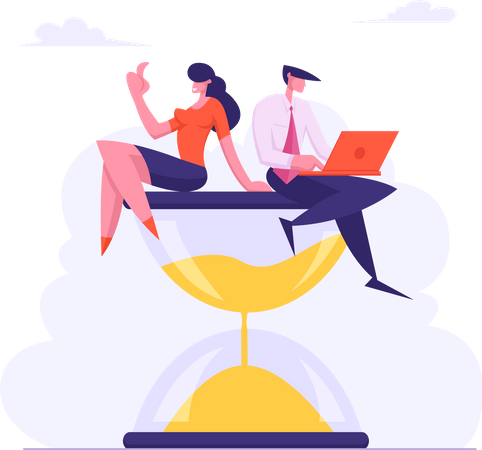 Business people completing task on time  Illustration