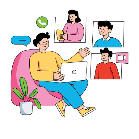 Business people conducting team meeting  Illustration