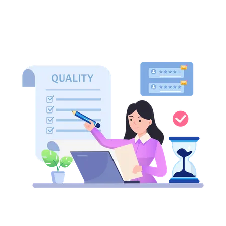 Vector Quality Control Concept Business People Confirm And Certify A Quality Product In Accordance With ISO 9001 Illustration