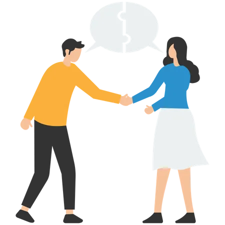 Business people connect speech bubble jigsaw puzzle Illustration