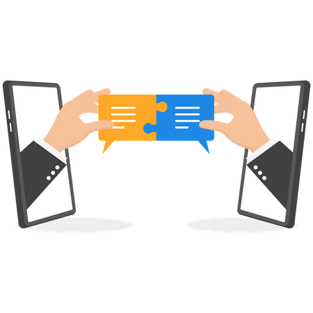 Business people connect speech bubble puzzle  Illustration