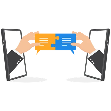 Business people connect speech bubble puzzle  Illustration