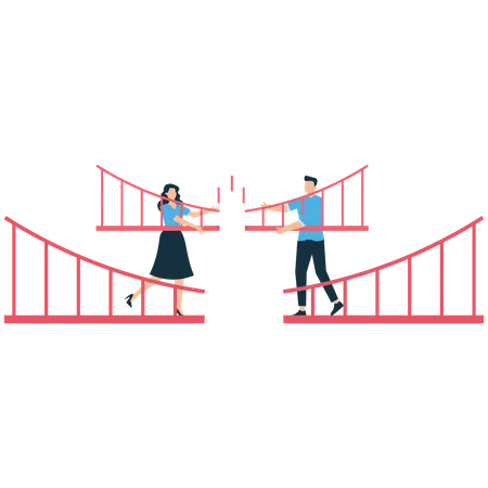 Business people connecting business brigde Illustration