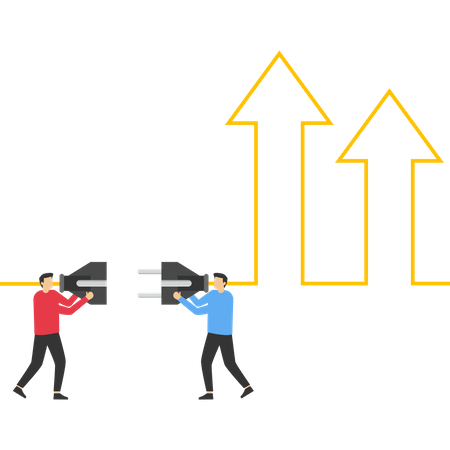 Business people connecting growth business graph  Illustration