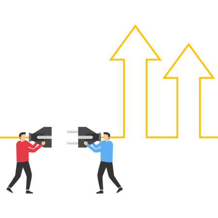 Business people connecting growth business graph  Illustration