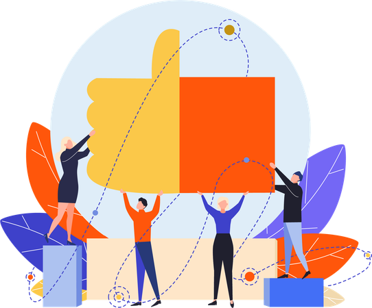 Business people connecting pieces of thumbs up  Illustration