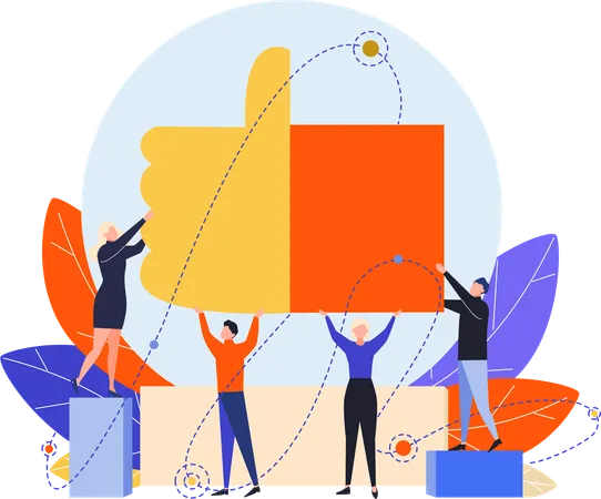 Business people connecting pieces of thumbs up  Illustration