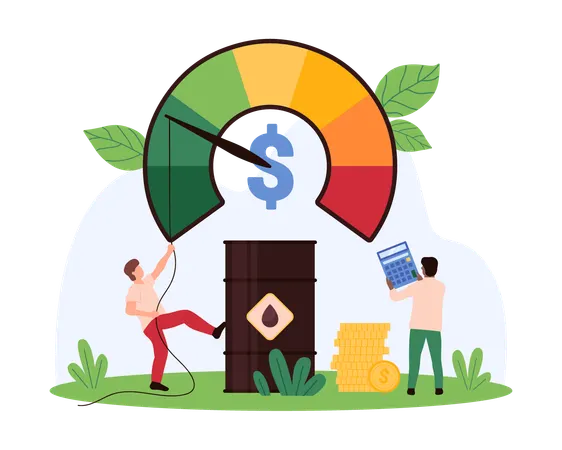 Business people controlling Impact of Oil Prices on Economy  Illustration