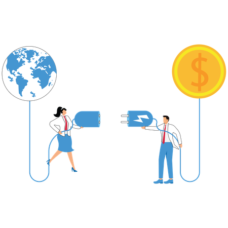Business people creates Eco world  Illustration