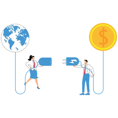 Business people creates Eco world  Illustration
