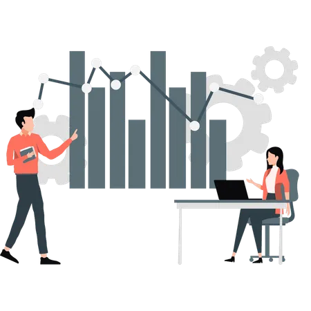 Business people creating company growth presentation chart  Illustration