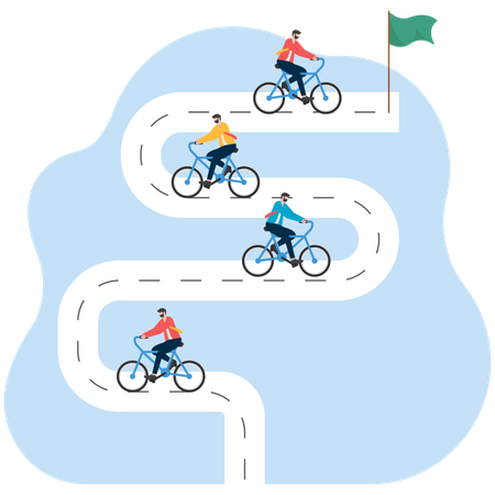 Business people cycling in business race  Illustration